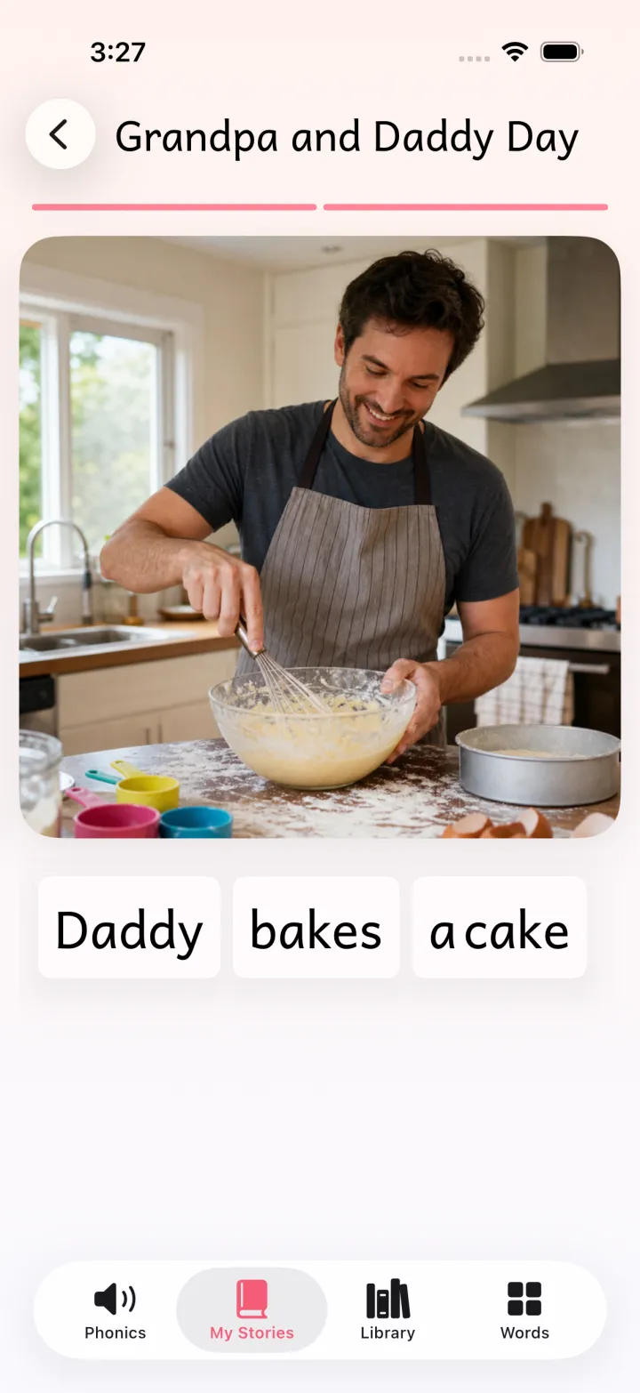A family-made Anga story about Daddy baking a cake